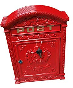 Cast Metal Post Box/Mail Box Wall Mounted Traditional Style - Red
