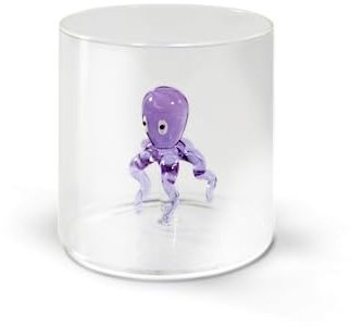 WD Lifestyle Bicchiere in vetro borosilicato. Capacità 250 ml. Decoro polipo.