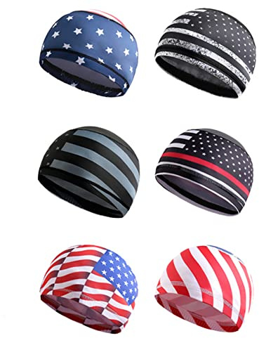 6 Pack Cooling Skull Cap Sweat Wicking Helmet Liner Beanie Running Cycling Head Wrap Hat for Men Women Sports