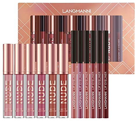 12 Couleurs Mat Hydratant Rouge à Lèvres Nude Ensemble, FantasyDay Longue Durée Imperméable Liquide Gloss - Sexy Brillant à Lèvres Maquillage Coffret Set Apporte Hydratation et Brillance à vos Lèvres