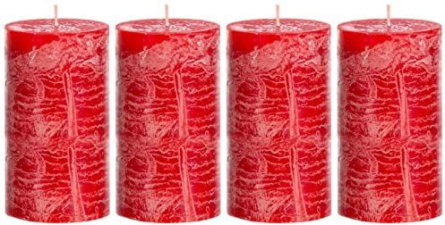 Brandsseller blockljus, set om 4, 9 x 15 cm, julstearinljus, adventskrans, röd