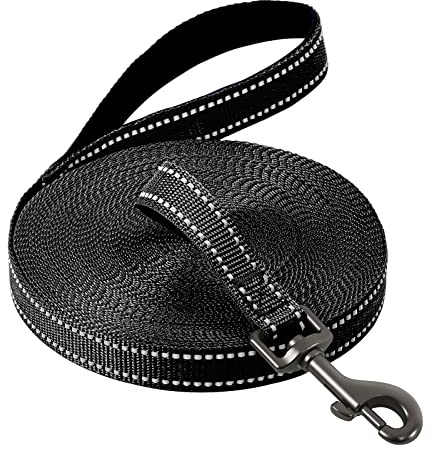Demigreat bogserkoppel för hundar, 3 m/5 m/10 m/15 m/20 m robust långt hundkoppel reflekterande träningskoppel med vadderat handtag och handrem, utbildningskoppel för små till stora hundar