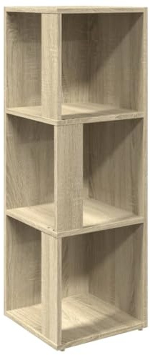 vidaXL Armoire d'angle, Étagère avec 3 Compartiments, Organisateur de Salon Salle de Séjour Intérieur, Moderne, Chêne Sonoma Bois d'Ingénierie