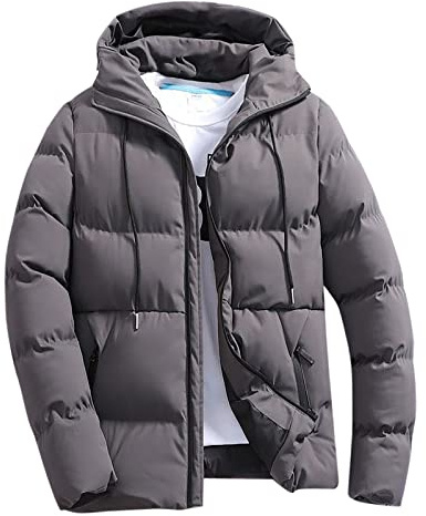 Hombres Otoño e Invierno Sólido Cremallera Capucha Suelta Al Aire Libre Algodón Abrigo Top Blusa Chaqueta Hombre Deportivo, gris oscuro, XXXL