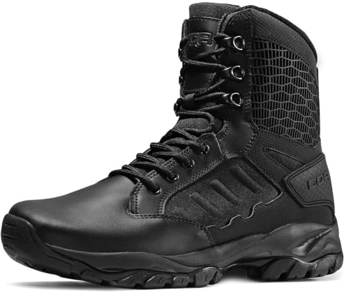 CQR Men's Military Tactical Boots, Lightweight 6 Inches Hiking Combat Boot Durable Breathable Outdoor Work Motorcycle Footwear, Response 6 With Zipper Black, 10.5