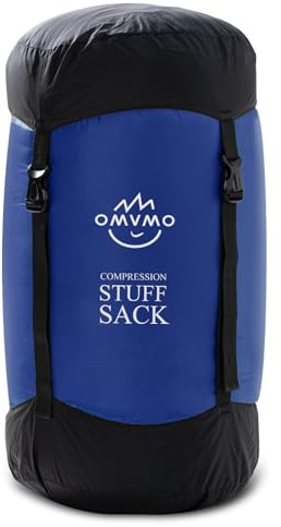 OMVMO Sleeping Bag Stuff Sack, 11L/18L/30L/45L/52L Water-Resistant Compression Sack,Anti-Tear Ultra Light Nylon Storage Bag，Black/Yellow/Orange/Dark Blue/Dark Green/Sky Blue (Dark Blue, M/19L)