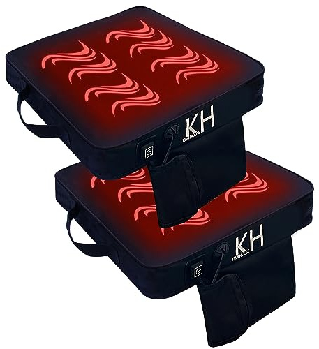KIMI HOUSE Paquete de 2 cojines térmicos negros para asiento de estadio, cojín de asiento para barco, canoa, kayak, cojín de asiento de grada, cojín portátil y extragrueso para cualquier evento al