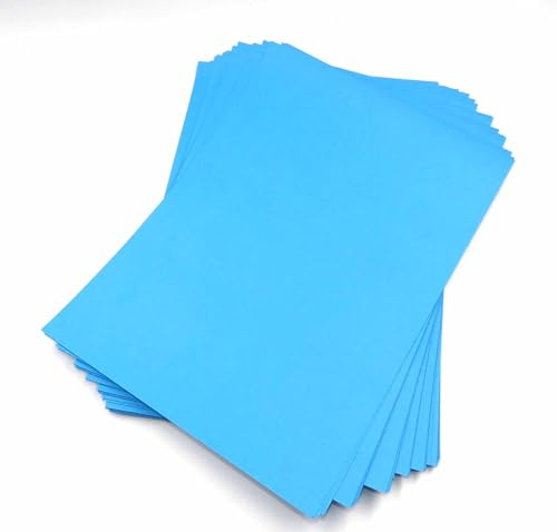 Sixstore A4 färgat papper, kort 50 ark blandade färger, äkta 200 GSM, hantverk och dekor, konstpapper (297 x 210 mm) (blå)