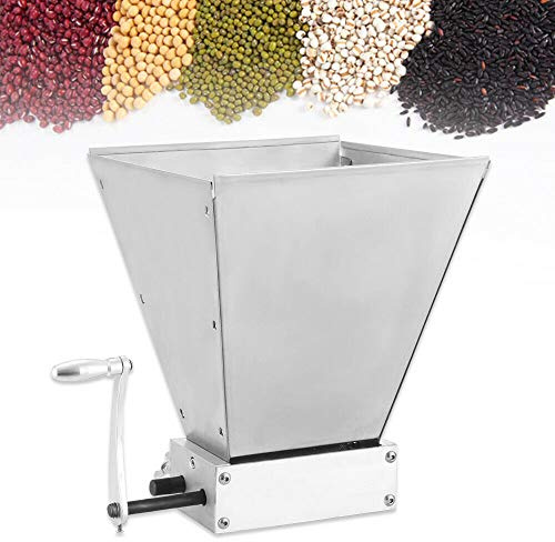 Mermajestic Macinino manuale per cereali con protezione da sovraccarico, 4 l, in acciaio inox, 2 metodi di macinazione manuale con manovella per erbe aromatiche, spezie, noci/cereali