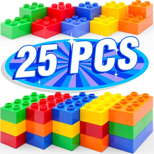 WYSWYG Grand Set de Briques de Construction, 25 Pierres en 5 Couleurs, Compatible – idéal pour Les Enfants à partir de 3 4 5 Ans, Code Standard, Multicolore