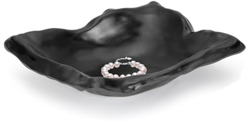 tangger Plateau pour bijoux, plateau noir vide poches d'entrée, centre de table moderne design pour couloir, pièces, clés de voiture, bijoux d'entrée, décoration de Noël (H)