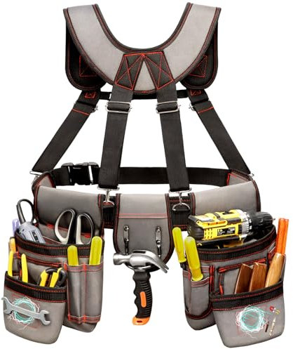 Ceinture à outils avec bretelles, ceinture à outils professionnelle pour homme, pochette à outils magnétique, ceinture utilitaire réglable, sac de travail de construction, pochette à outils pour