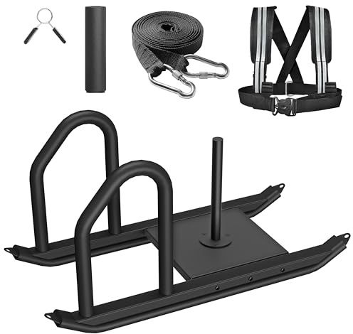 Weight Sled for Training, Heavy Duty 500 LBS Pull Push Sled for Outdoor, Indoor, Football, Durable Steel Weighted Sled, Compatible with 1 & 2 Weight Plate, Frame with Adjustable Reflective Stripe Vest