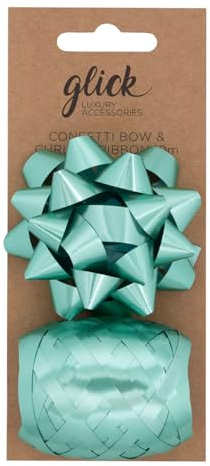 Glick Luxury Bow & Curling Ribbon for Gift Wrapping, Arts & Crafts, Aqua Bow 7cm x 7cm, Aqua Ribbon 10 metres