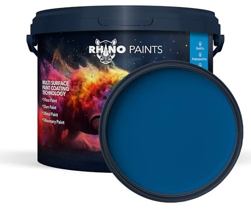 RHINO PAINTS Heavy Duty Concrete Floor Paint, Quick 3 hour Dry, Extremely Durable Industrial Grade Coating (Signal Blue 10L)