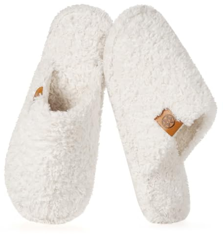 Dokela Pantoufles Femme Homme Mousse à Mémoire Chaussons Chauds en Peluche | Fausse Fourrure, Antidérapantes, Léger, Confort, Fermé