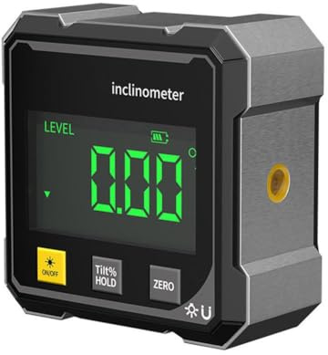 4-Side Magnetic Digital Angle Gauge with Laser, Digital Angle Finder with LED Display, Cube Inclinometer, Table Saw Miter Protractor, Woodworking Measuring Tools, Level Box for Hanging