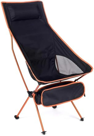 Silla de Camping portátil for Exteriores, Tela Oxford, Plegable, con Asiento Alargado for Pesca, Barbacoa, Festival, Picnic y Playa(Orange)
