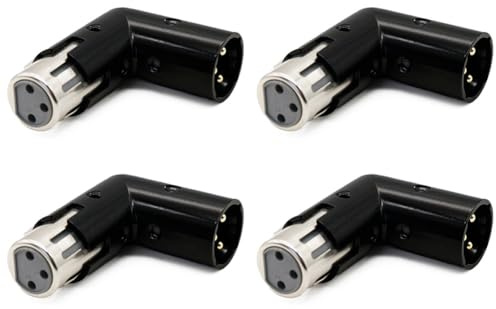 Rastapulz 4-delad 3-polig XLR-vinkeladapter, justerbar, till hona, XLR 90 graders adapter, 3-polig förnicklad för ljud