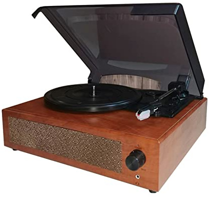 Altavoz portátil, fonógrafo retro, gramófono, reproductor de discos de vinilo, tocadiscos clásico, altavoz estéreo integrado de 33/45/78RPM