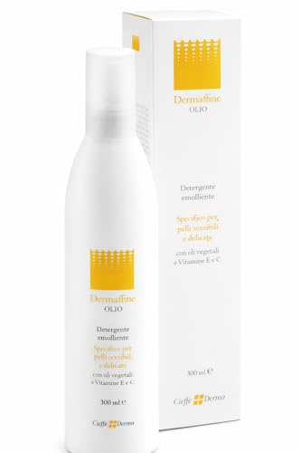 Dermaffine Olio Detergente 300 ml – Detergente Emolliente per Pelle Secca e Sensibile, con Oli Vegetali e Vitamine E e C, Senza Profumo, Ideale per Uso Quotidiano