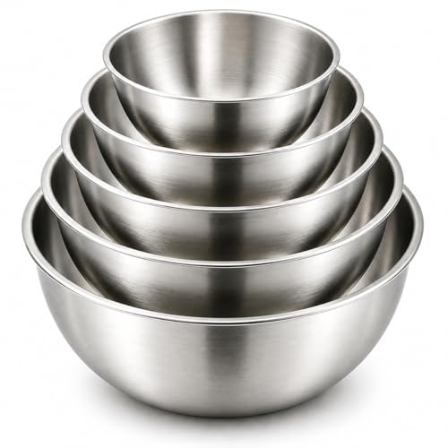 DDUP Stainless Steel Mixing Bowls Set 5 PCS, Nesting Metal Prep Bowls