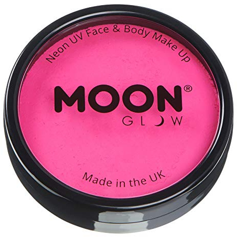 Moon Glow Pro Intensiv Neon UV-Gesichts- und Körperbemalung in Kuchentöpfen, professionelles wasserbasiertes Gesichtsbemalungs-Make-up für Erwachsene und Kinder, 36 g (Intensivrosa)