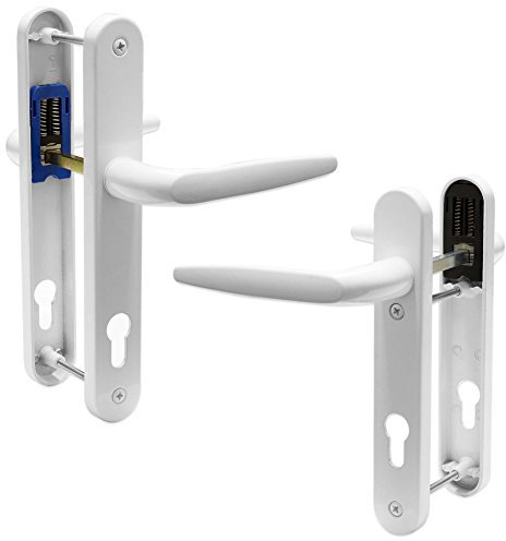 UPVC Door Handle Trojan Sparta 92PZ Sprung Double Glazing Pair Set PVC (White (Short Backplate))