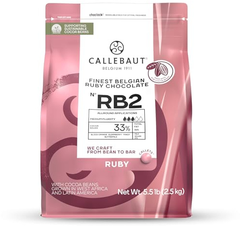 Callebaut RB2 Finest Belgian Ruby Chocolate Couverture Callets 32.8% 2.5kg