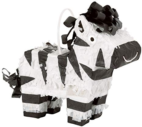 Adorable Mini Zebra Pinata Favor Decoration (17cm x 17cm) - White & Black Stripes Design - Perfect for Kids' Parties & Celebrations - 1 Pc