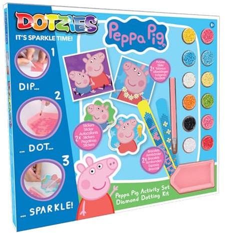 DIAMOND DOTZ DOTZIES 2592843 Original 5D Diamond Painting Set, Peppa Pig, DIY Kreativ-Mal-Kit für Diamant-Sticker und Bilder, Diamanten-Bastelset für Kinder ab 6 Jahren, Beginner