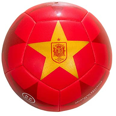 RFEF - Balón de Fútbol Oficial Mundial 2022 | Detallado con el Escudo de la Selección Española y la Estrella del Mundial - Color Rojo | Talla 5
