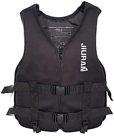 huraty Unisex Swim Vest, Neoprene Training Jacket for Outdoor Water Sports, Adjustable Swimming Jackets with Adjustable Straps(Black, L)