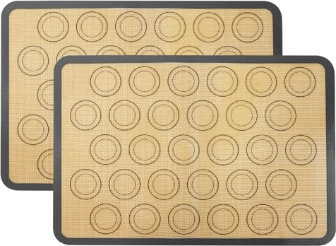 HOTUT Tappetini da forno in silicone Antiaderente, 2 PCS Stuoia Pasticceria Riutilizzabile, Foglio da Forno per Macaron Pane Biscotti, Tappetini Antiscivolo Durevoli Forno Resistente al Calore 42x30cm
