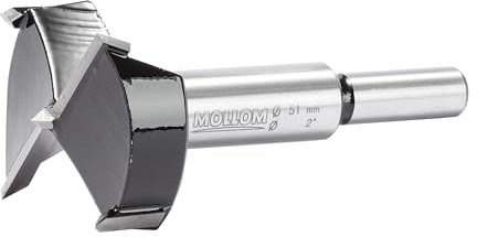 Mollom 51mm (2) Forstnerbohrer mit langlebiger YG8 Hartmetall-Dicke von 2,0mm für präzise Holzbearbeitung. Ideal für Hartholz, Kunststoff und Sperrholz