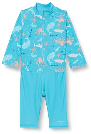 Playshoes UV-Schutz Einteiler Unisex Kinder Badeanzug Schwimmanzug Badebekleidung, Meerestiere Langarm, 62/68