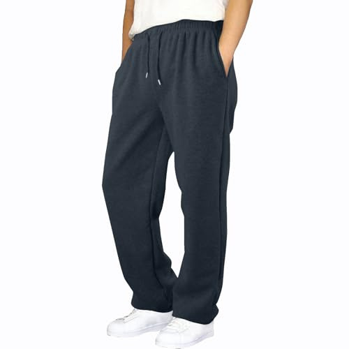 NetSetUK Joggers for Men UK Tracksuit Jogging Bottoms Men’s Fleece Joggers Open-Hem Sweatpants with Pockets Drawstring Trousers Gym Workout Charcoal