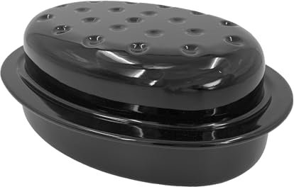 Chabrias Enamel Roasting Tin Set, Oval Roasting Tin with Lid 33cm, Roasting Tin with Rack 37cm, Roasting Tray, Roasting Tray with Rack, Turkey Roasting Tray, Large Roasting Tin (GBB045754+1, 33cm)