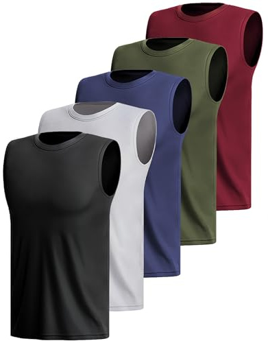 Hioutdoor 3 O 5 Confezioni Canotta Sportiva da Uomo Senza Maniche Camicia Fitness sotto Le Ascelle Muscolare Ad Asciugatura Rapida Corsa Traspirante Palestra Funzionale Gilet Multipack 3XL