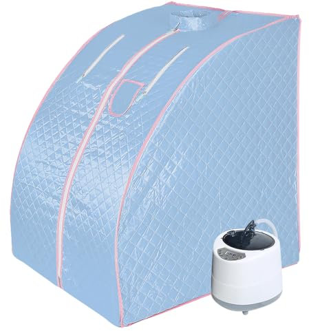 Sauna portable pour la maison, sauna domestique avec télécommande, sauna infrarouge avec 4 plaques chauffantes, sauna à vapeur avec évaporateur (sauna à vapeur bleu)