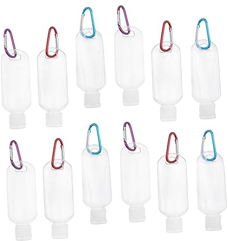 OFFIGAM Bottiglie Ricaricabili Da Viaggio 10 Pezzi 50 Ml Con Gancio Moschettone Trasparente Set Per Shampoo Lozione Detergente Portatile Per Sport e Attività All'aperto