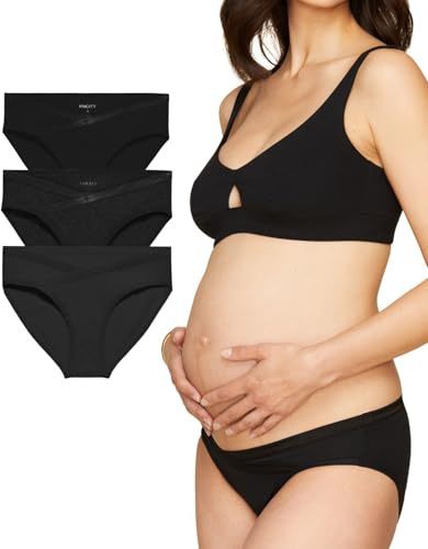 Subset Organic Cotton Maternity Below-Belly Briefs 3-Pack – Soft, Breathable Pregnancy & Postpartum Underwear for Comfort & Support Carbon