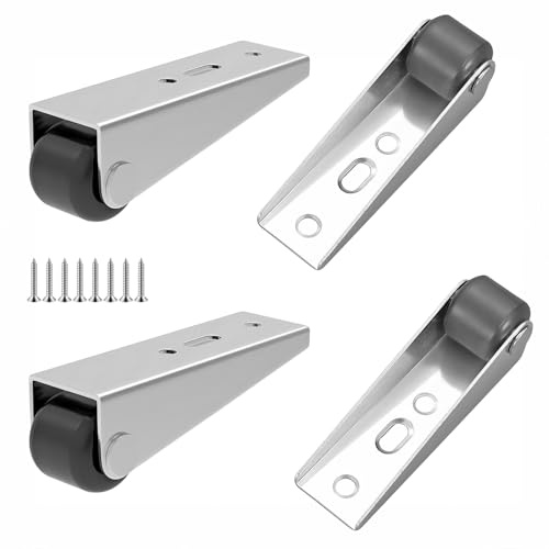 Qrity 4 Pièces Petites Roulettes Fixes, Roulettes de Portail Rechange avec Vis, Coulissantes en Douceur, pour Planches de Transport et Meuble