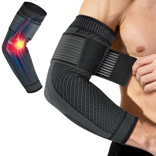 flintronic Tutore Epicondilite Gomito, Traspirante Gomitiera per Epicondilite con Cinturino, Fascia di Compressione per Protezione Braccio, Tutore Gomito per Fitness, Bodybuilding, Tennis, Golf (L)
