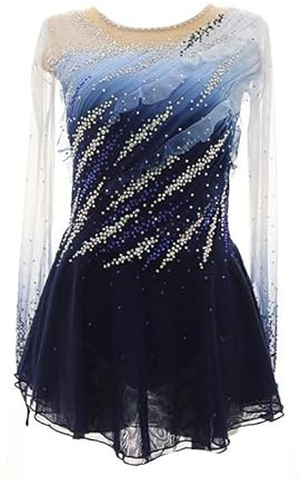 Nnnydjy Women's Figure Competition Skating Wear Girls' Professional Ice Ballet Skate Dress Long Sleeve Gymnastics Leotards,A,12_15Years
