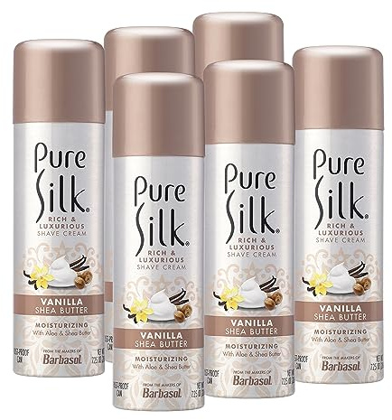 Pure Silk Vanilla Shea Butter Spa Therapy Shave Cream for Women, 7.25 oz, Pack of 6