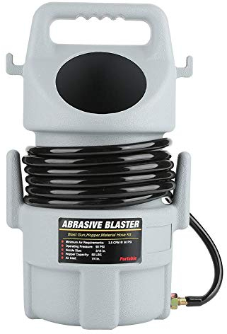 Kugelstrahl-Set, 22,7 kg Kapazität, 120 PSI, tragbare pneumatische Sandstrahlpistole mit 4,5 m Schlauch und Trichter für kleine und mittelgroße Operationen, Standard, Perlen