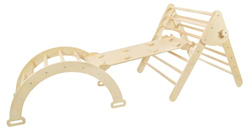 Wood And Hearts kletterdreieck, kletterbogen, Indoor Spielplatz, rutsche Indoor kletterdreieck mit rutsch, Klettern Kinder Indoor, Montessori Rampe Bogen Kletter Leiter(4-8 Jahre)