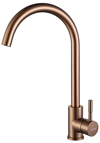 KINSE Einhebel Küchenarmatur Edelstahl | 360° Schwenkbar Spültischarmatur | Hochdruck Wasserhahn Küche | Roségold