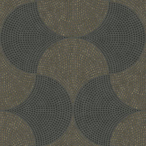 Tapete 380274 38027-4 Cuba A.S. Création Tapete für Büro Diele/Flur | Gold Schwarz / Anthrazit | 10,05 x 0,53 m